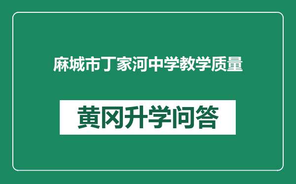 麻城市丁家河中学教学质量