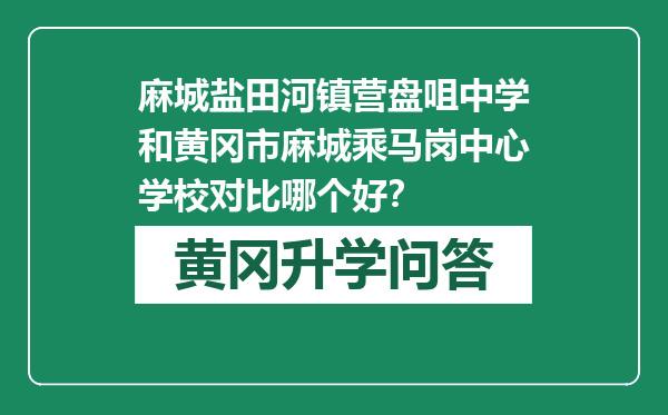 麻城盐田河镇营盘咀中学和黄冈市麻城乘马岗中心学校对比哪个好？