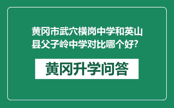 黄冈市武穴横岗中学和英山县父子岭中学对比哪个好？