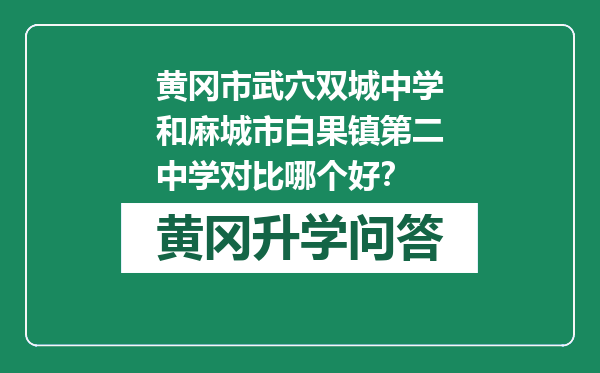 黄冈市武穴双城中学和麻城市白果镇第二中学对比哪个好？