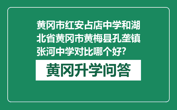 黄冈市红安占店中学和湖北省黄冈市黄梅县孔垄镇张河中学对比哪个好？