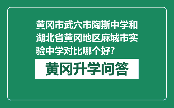 黄冈市武穴市陶斯中学和湖北省黄冈地区麻城市实验中学对比哪个好？