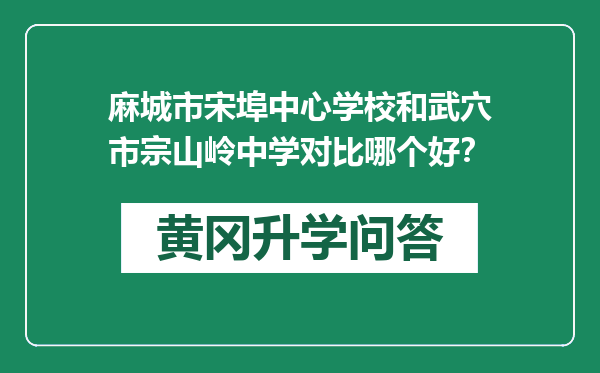 麻城市宋埠中心学校和武穴市宗山岭中学对比哪个好？