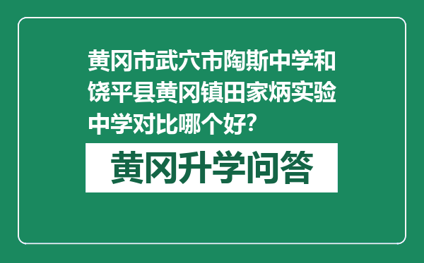 黄冈市武穴市陶斯中学和饶平县黄冈镇田家炳实验中学对比哪个好？