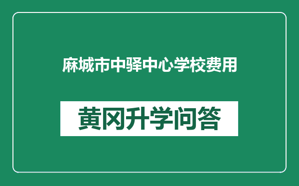 麻城市中驿中心学校费用