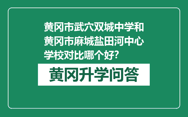 黄冈市武穴双城中学和黄冈市麻城盐田河中心学校对比哪个好？