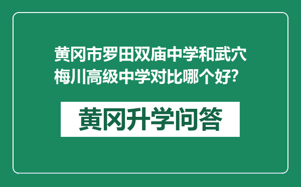 黄冈市罗田双庙中学和武穴梅川高级中学对比哪个好？