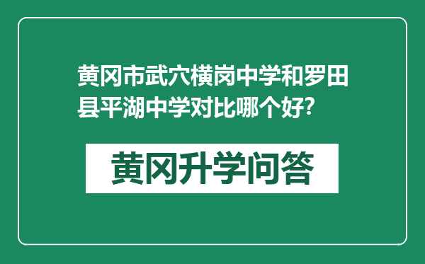 黄冈市武穴横岗中学和罗田县平湖中学对比哪个好？