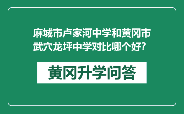 麻城市卢家河中学和黄冈市武穴龙坪中学对比哪个好？