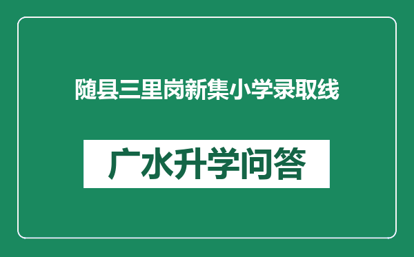 随县三里岗新集小学录取线