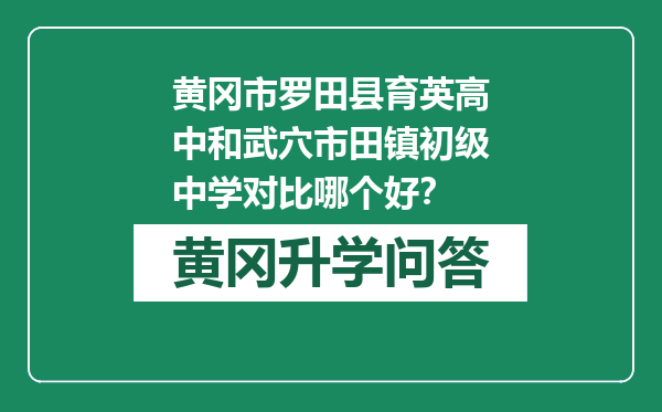 黄冈市罗田县育英高中和武穴市田镇初级中学对比哪个好？