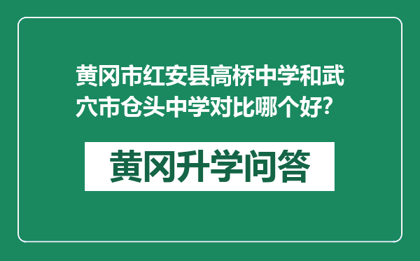 黄冈市红安县高桥中学和武穴市仓头中学对比哪个好？