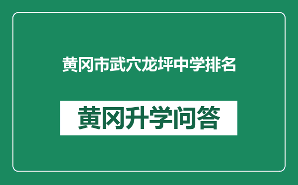 黄冈市武穴龙坪中学排名