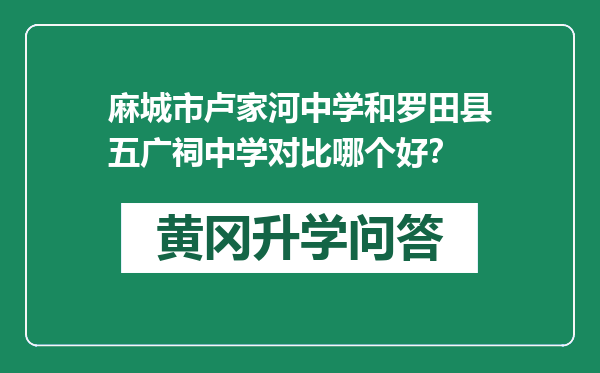 麻城市卢家河中学和罗田县五广祠中学对比哪个好？