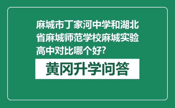 麻城市丁家河中学和湖北省麻城师范学校麻城实验高中对比哪个好？