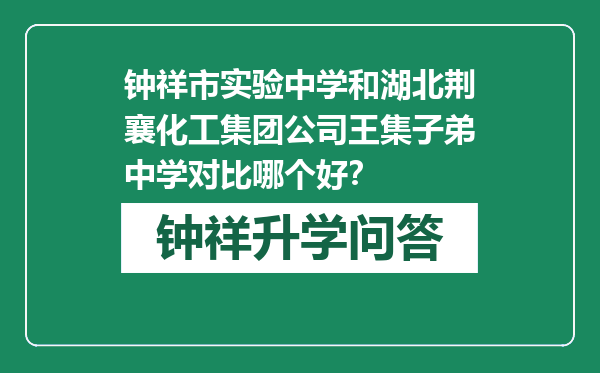 钟祥市实验中学和湖北荆襄化工集团公司王集子弟中学对比哪个好？