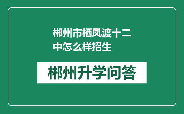 郴州市栖凤渡十二中怎么样招生