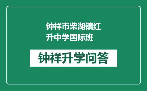 钟祥市柴湖镇红升中学国际班