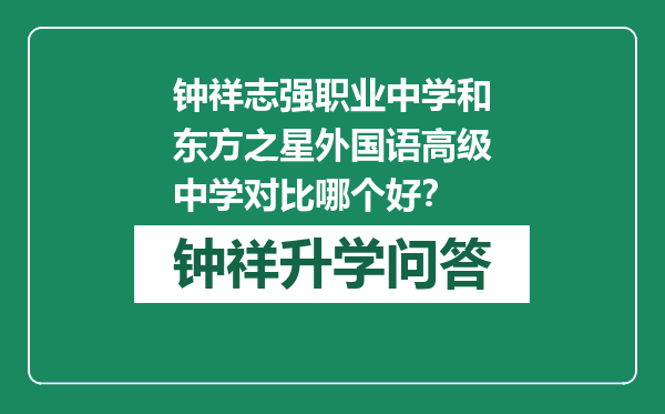 钟祥志强职业中学和东方之星外国语高级中学对比哪个好？