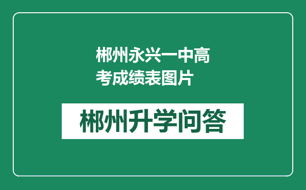 郴州永兴一中高考成绩表图片