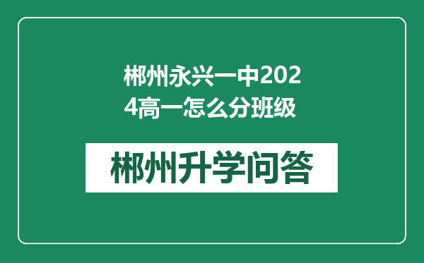 郴州永兴一中2024高一怎么分班级