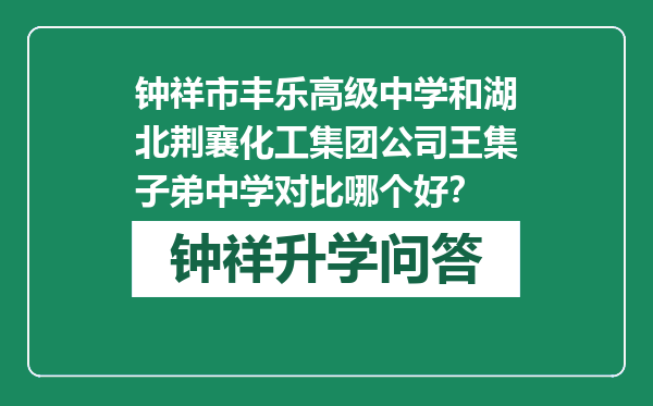 钟祥市丰乐高级中学和湖北荆襄化工集团公司王集子弟中学对比哪个好？