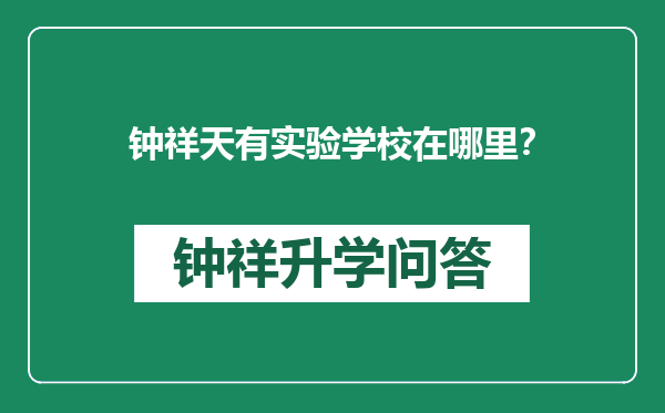 钟祥天有实验学校在哪里？