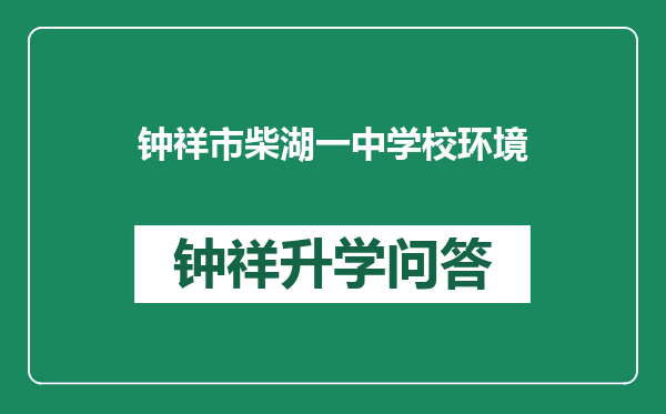 钟祥市柴湖一中学校环境