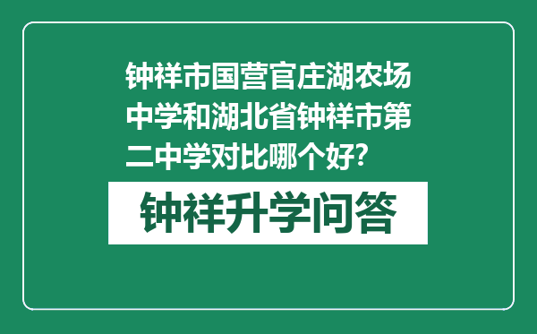 钟祥市国营官庄湖农场中学和湖北省钟祥市第二中学对比哪个好？