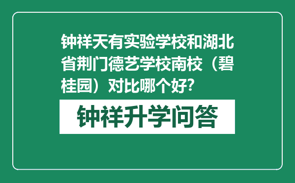 钟祥天有实验学校和湖北省荆门德艺学校南校（碧桂园）对比哪个好？