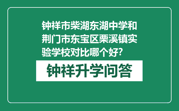 钟祥市柴湖东湖中学和荆门市东宝区栗溪镇实验学校对比哪个好？