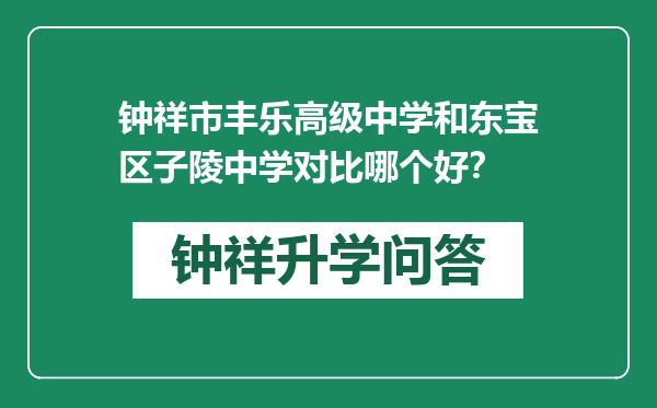 钟祥市丰乐高级中学和东宝区子陵中学对比哪个好？