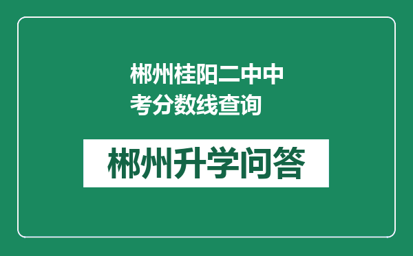 郴州桂阳二中中考分数线查询