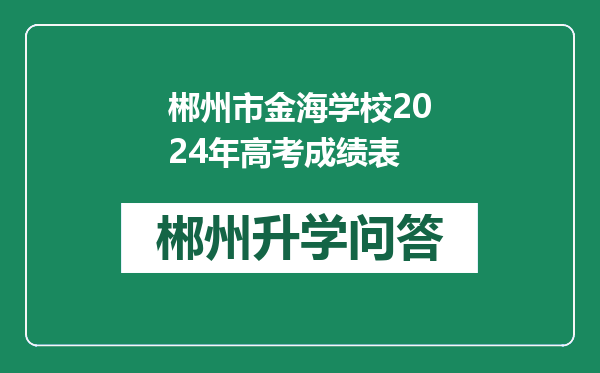 郴州市金海学校2024年高考成绩表