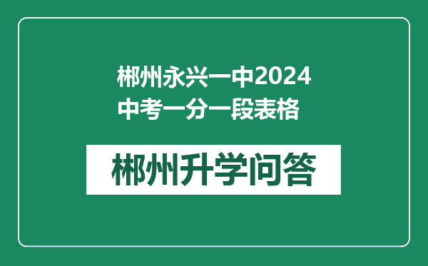 郴州永兴一中2024中考一分一段表格