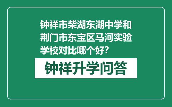 钟祥市柴湖东湖中学和荆门市东宝区马河实验学校对比哪个好？