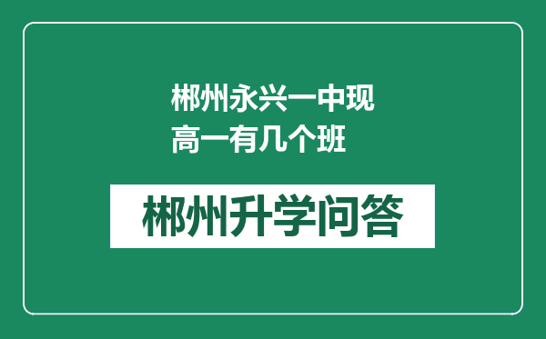 郴州永兴一中现高一有几个班