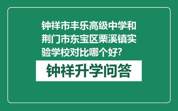 钟祥市丰乐高级中学和荆门市东宝区栗溪镇实验学校对比哪个好？