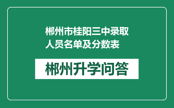 郴州市桂阳三中录取人员名单及分数表