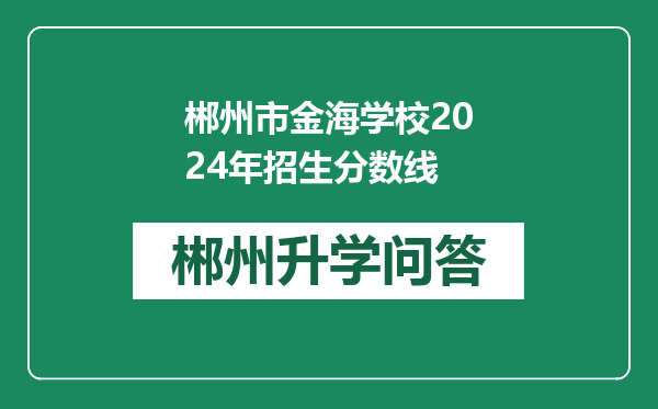 郴州市金海学校2024年招生分数线