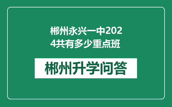 郴州永兴一中2024共有多少重点班