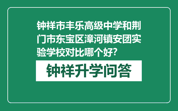 钟祥市丰乐高级中学和荆门市东宝区漳河镇安团实验学校对比哪个好？