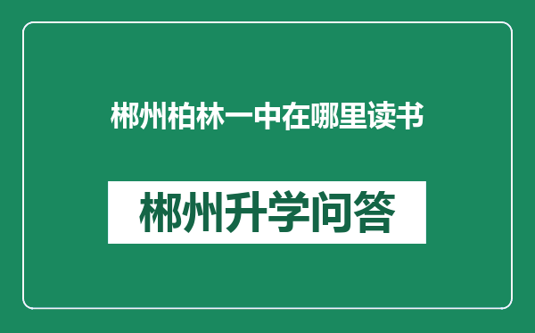 郴州柏林一中在哪里读书