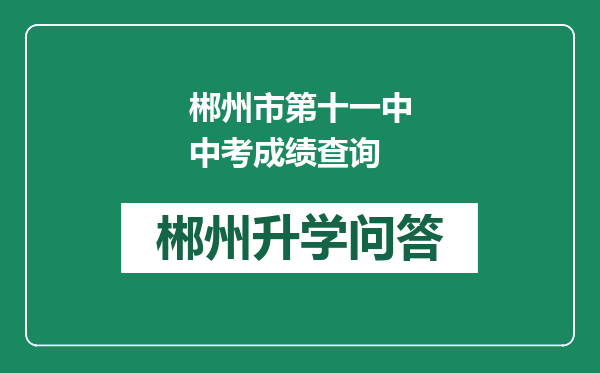 郴州市第十一中中考成绩查询