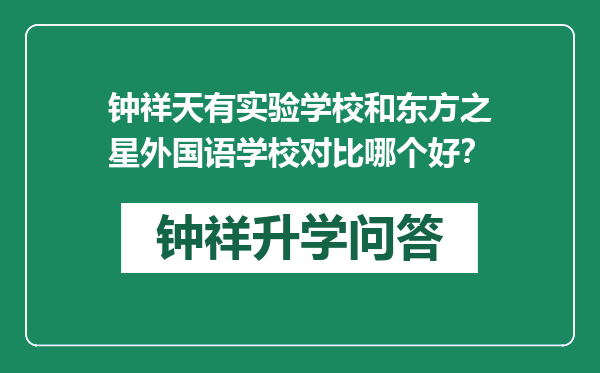 钟祥天有实验学校和东方之星外国语学校对比哪个好？