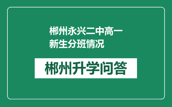 郴州永兴二中高一新生分班情况