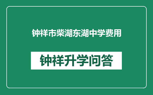 钟祥市柴湖东湖中学费用