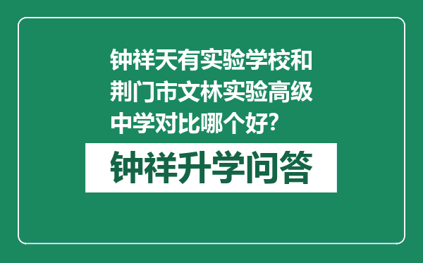 钟祥天有实验学校和荆门市文林实验高级中学对比哪个好？