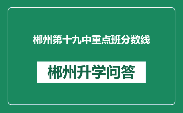 郴州第十九中重点班分数线