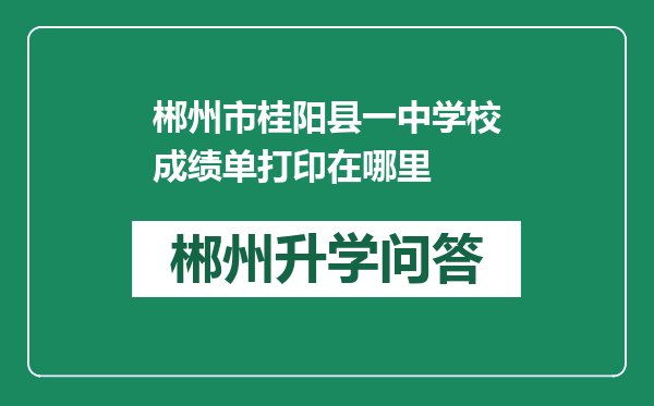 郴州市桂阳县一中学校成绩单打印在哪里